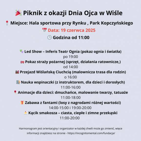 II Wiślański Piknik Charytatywny z okazji Dnia Ojca